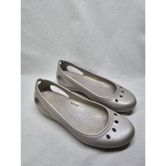 Crocs Shoes - Crocs Silver Women's Kadee Slingback Flats Ballerina Slip on Shoes Sz 9 Women's